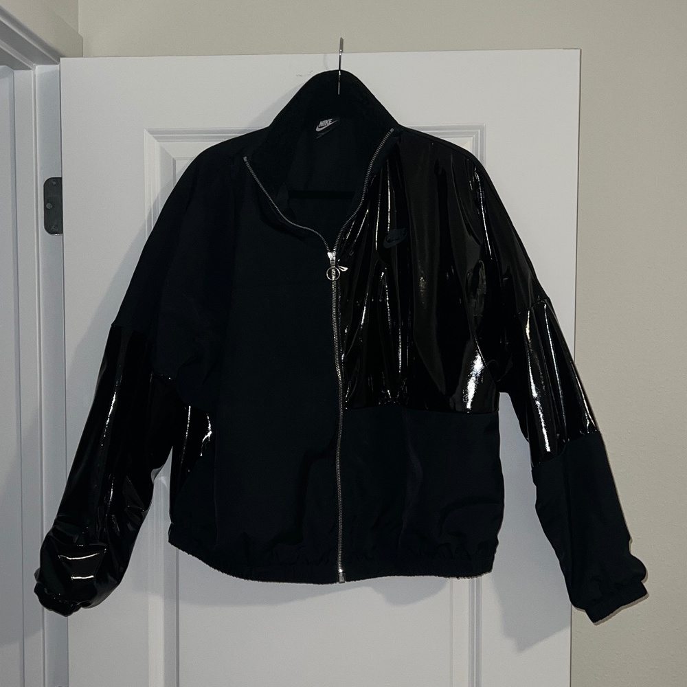 Nike Black Bomber jacket with fleece collar